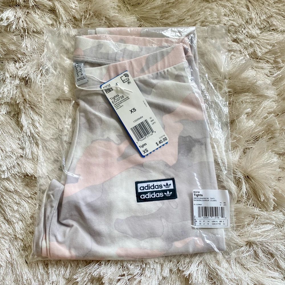 Adidas Originals light gray/pink camo leggings